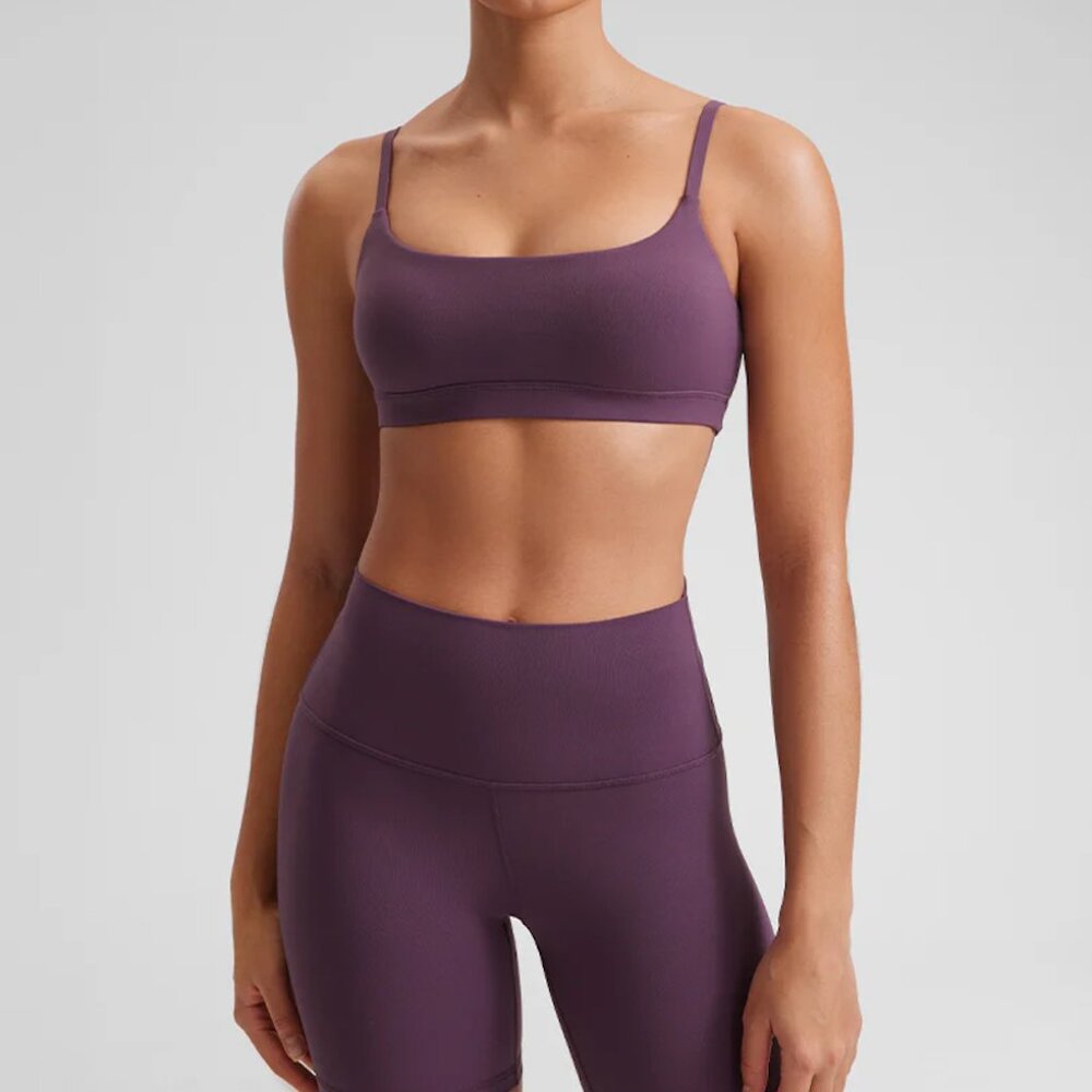 NWT CRZ YOGA Butterluxe Adjustable Spaghetti Strap Bra – Grape Thistle Purple